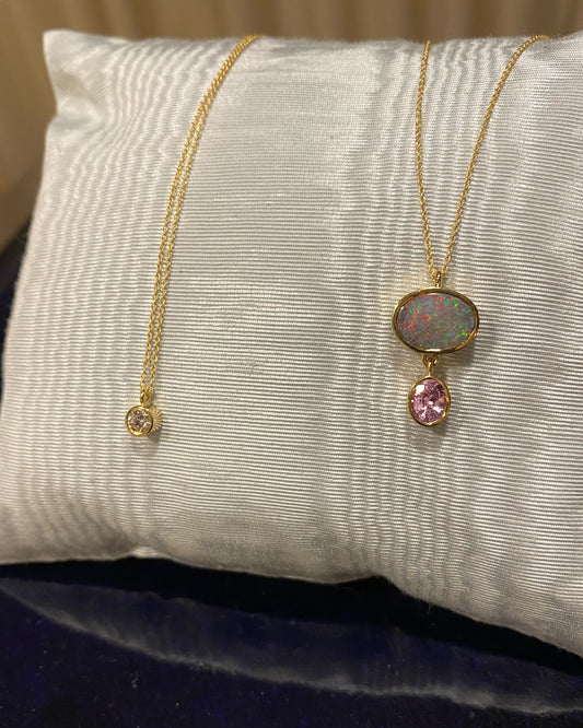 Large Opal Sapphire Necklace.