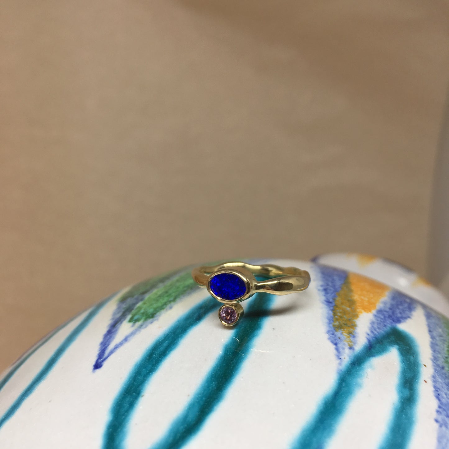 Deep blue opal ring